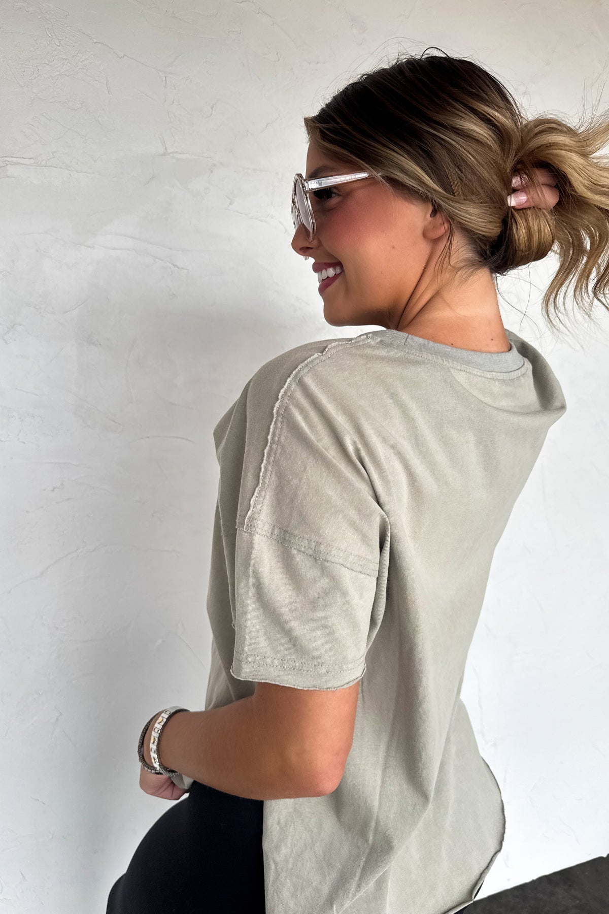 Joey Washed Cotton Boyfriend Tee - Olive